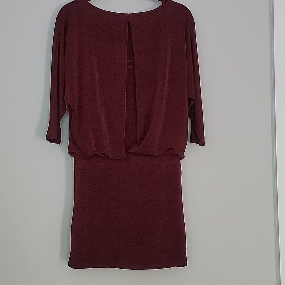 WHBM Metallic Ruby 3/4 Dolan Sleeve Dress - Picture 4 of 16
